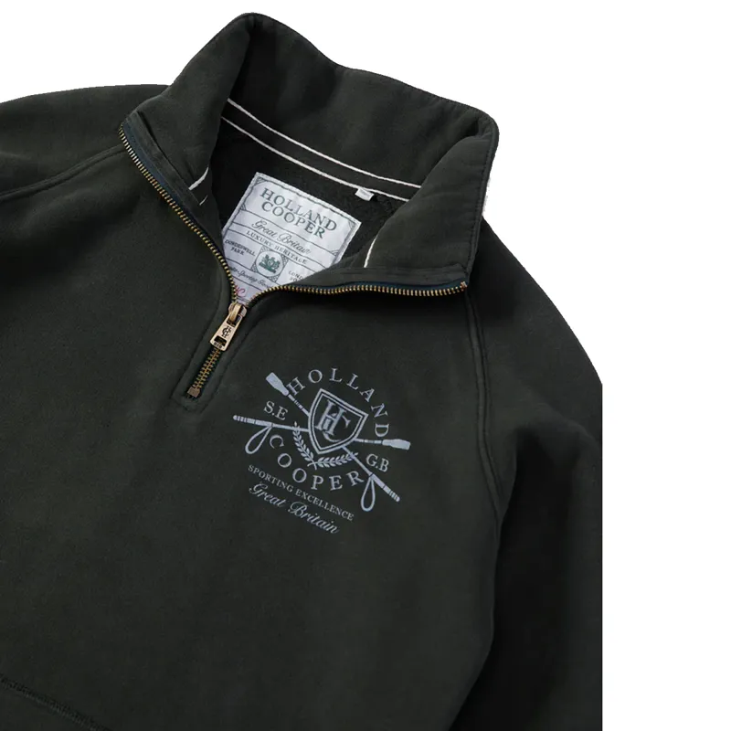 Holland Cooper Crest Zip Henley - Racing Green-4